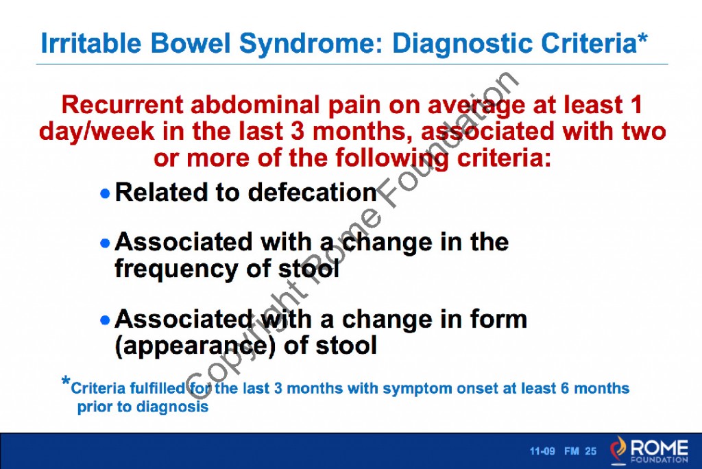 Bowel 009 Irritable Bowel SyndromeDiagnostic Criteria Rome Online